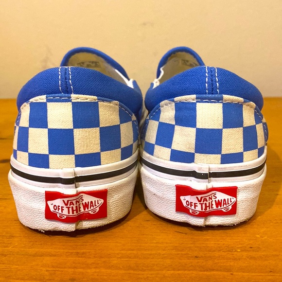 Unisex Vans Blue & White Checker low top slip on sneakers Mens 3.5 womens 5 - Picture 3 of 10
